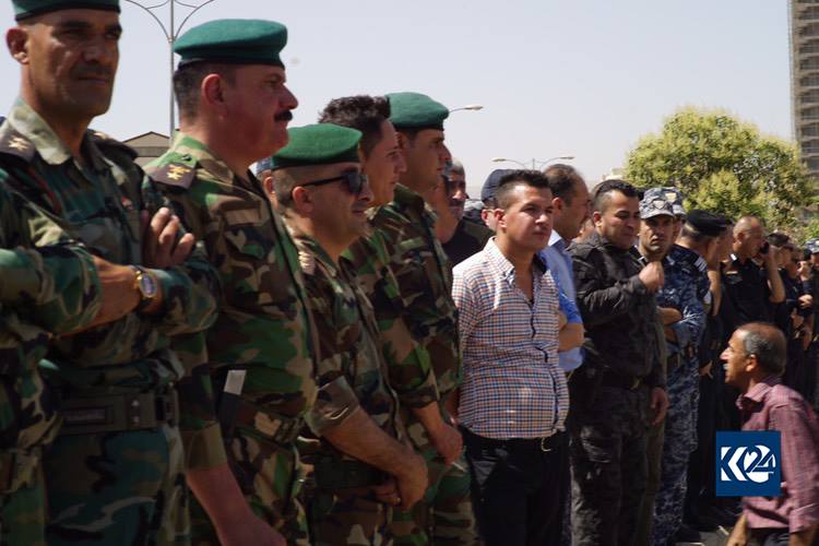 Peshmerga, security, and police forces protest in Sulaimani against Iraqi Parliament's decision to void their votes, June 13, 2018. (Photo: Kurdistan 24/Ibrahim Fatah)
